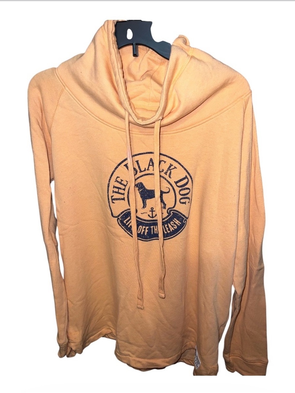 The Black Dog Peach Pullover with Navy Logo